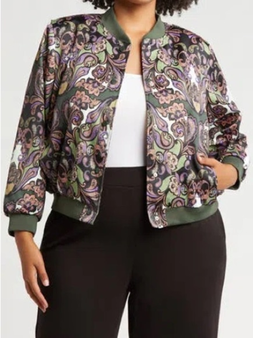 NWT T Tahari Paisley Bomber Jacket In Porto Print